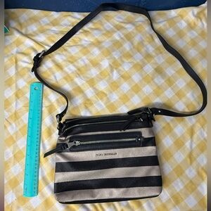 Dana Buchman Black and Gold Striped Crossbody Bag